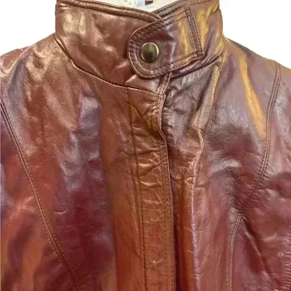 ‼️SOLD‼️ VINTAGE High Sierra Oxblood Genuine Leather Bomber Jacket Size 11-12 - Picture 3 of 10